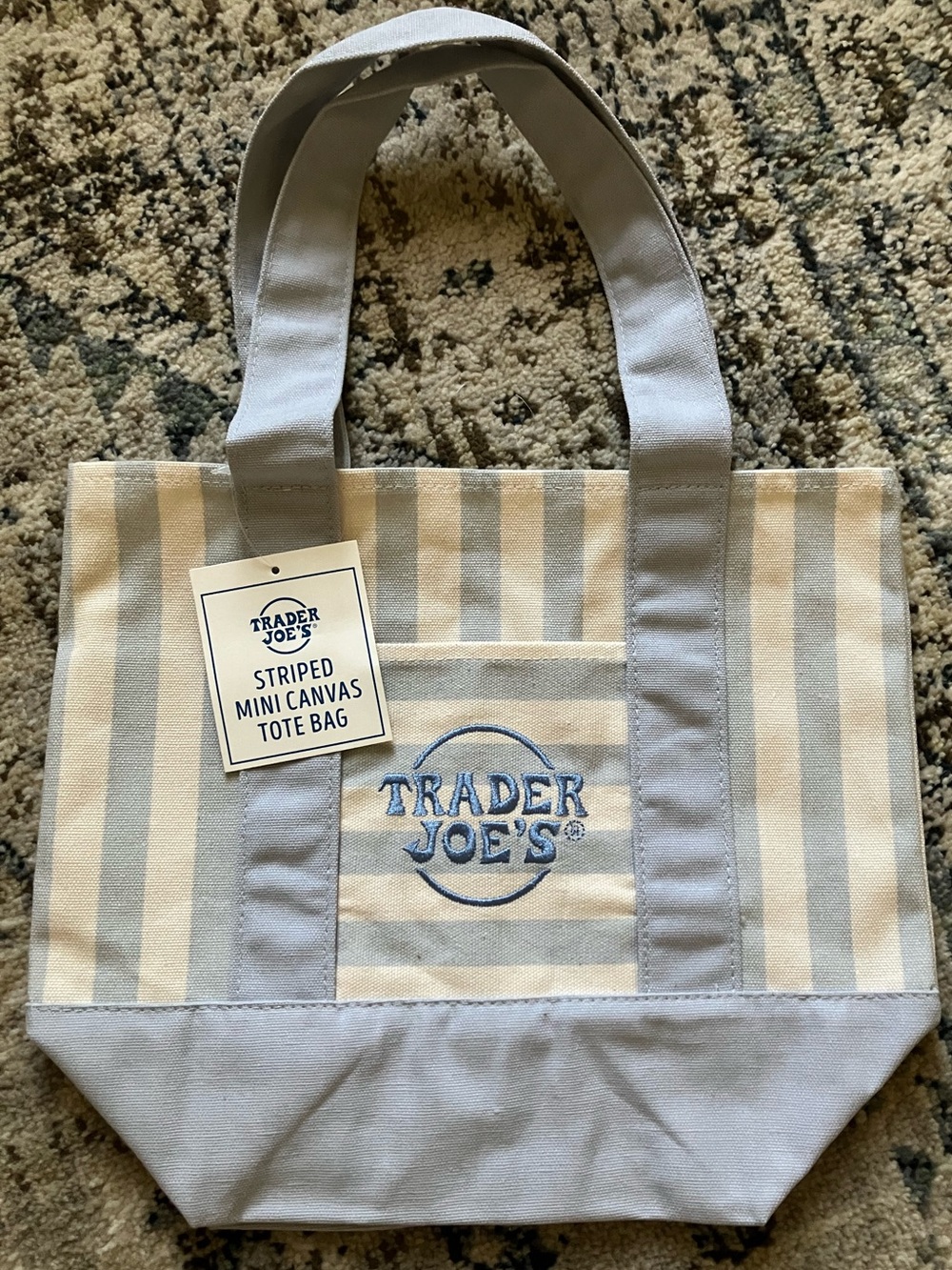 Trader Joe's Striped Mini Canvas Tote Bag